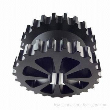 Machined Aluminum Belt Wheel, Made of Al6061-t6, Black Sandblast Hard Anodizing